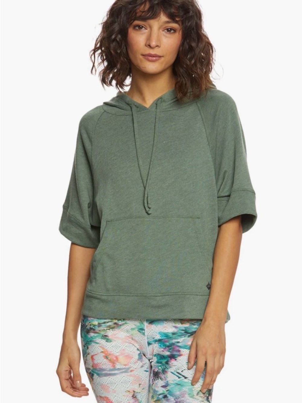 Prana Palmetto After Yoga Hoodie Short Sleeve Green Granola Gorpcore Size L